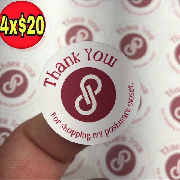 Other - 60 Poshmark thank you stickers round 1.25” glossy